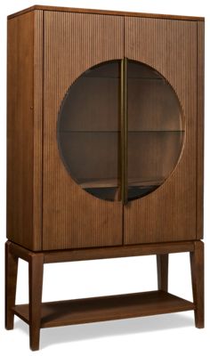 Manhattan Valley Curio Cabinet - 2 Storage Doors - 1 Drawer - 2 Adjustable Glass Shelves - Stemware Rack - Touch Lighting - Bronze Edge Pulls