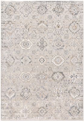 Marina Area Rug – Contemporary – Machine Woven – White/Grey Floral