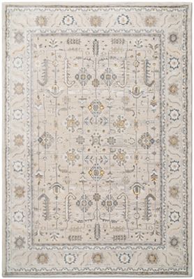 Azure Area Rug – Contemporary – Machine Woven – Ivory/Grey/Blue Botanical