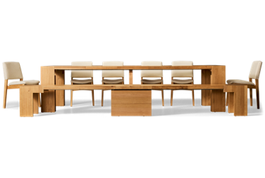 Original 4.0 8 Piece Extendable Dining Set - Adjustable Table - Solid Wood Construction - Seats up to 12 - Includes 6 Stackable Chairs - Matching Extendable Bench