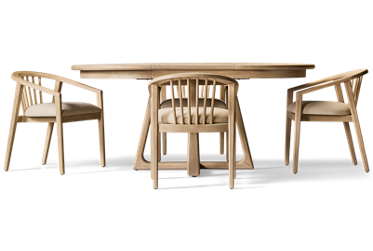 Carmella 5 Piece Dining Set - Round Table with 22" Leaf - Four Spindle Back Upholstered Chairs - Seats 4