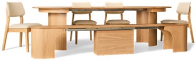 Transformer Eclipse 6 Piece Extendable Dining Set - Adjustable Table - 4 Stackable Upholstered Side Chairs - Extendable Bench - Seats 8