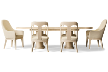 Trisha Yearwood Harmony 7 Piece Dining Set - Oblong Table with Two Extension Leaves - 4 Side Chairs - 2 Upholstered Armchairs - Seats 6