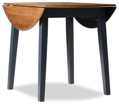 Gesthaven 5 Piece Dining Set - Round Butcher Block Veneer Table with Two Drop Leaves - Four Ladder-Back Side Chairs - Solid Asian Hardwood - Transitional Style - Seats Up To 4