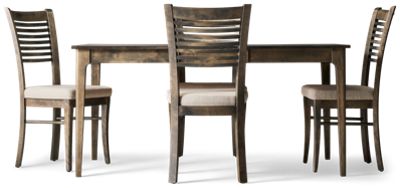 Shadow 5 Piece Dining Set - Rectangular Table with 16" Leaf - 4 Upholstered Side Chairs - Solid Birch Construction