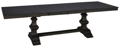 Banks Rectangular Dining Table - Traditional Style - Carved Trestle Base - Solid Asian Hardwood - Two Extension Leaves