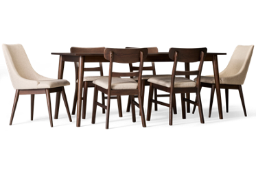 American Modern 7 Piece Dining Set - Mid-Century Modern - Upholstered Side Chairs
