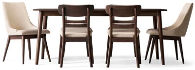 American Modern 7 Piece Dining Set - Mid-Century Modern - Upholstered Side Chairs