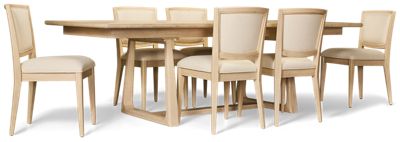 Carmella 7 Piece Dining Set - Rectangular Table with 18" Leaf - Six Upholstered Back Chairs - Seats 6