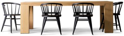 Archimedes 7 Piece Dining Set - Contemporary Rectangular Table - Six Windsor Side Chairs - Seats 6