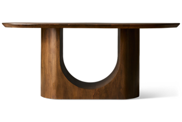 Urban Nest Dining Table - Bold Sculptural Design - Oblong Top - Warm Wood Finish