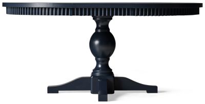 Westport Round Dining Table - Round to Oval Shape - 18" Extension Leaf - Fluted Side Details - Sturdy Turned Pedestal Base