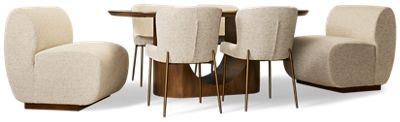 Urban Nest Banquette 7 Piece Set - Modular Dining Nook - U-Pedestal Base Table - 2 Banquettes - 4 Side Chairs - Soft Performance Fabric