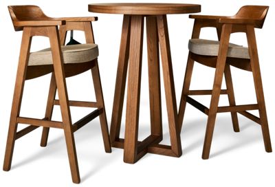 Mia Bar Height Modern Table Set – Cozy – Solid Hardwood Construction – Natural Finish