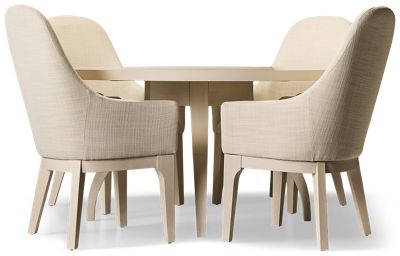 Trisha Yearwood Harmony 5 Piece Dining Set - Round Ash Veneer Table - Four Upholstered Arm Chairs - Seats 4
