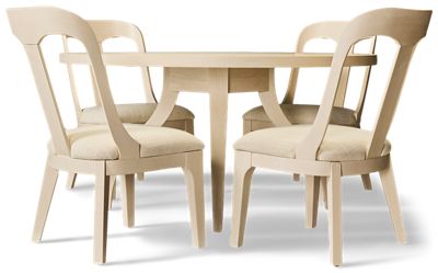 Trisha Yearwood Harmony 5 Piece Dining Set - Round Ash Veneer Table - Four Upholstered Side Chairs - Seats 4