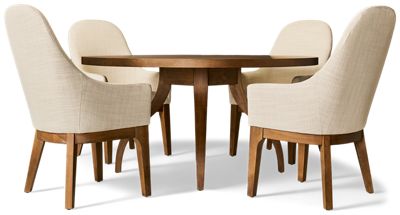 Harmony Twee 5 Piece Dining Set - Round Ash Veneer Table - Four Upholstered Arm Chairs - Seats 4