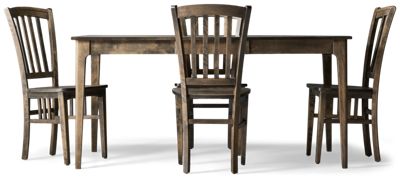 Shadow 5 Piece Dining Set - Rectangular Table - 16" Leaf Extension - 4 Curved Slat Back Chairs - Solid Birch Construction