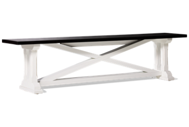 Alexa Bench - Farmhouse-Style - X Trestle Base - Solid Asian Hardwood - Two-Tone Finish - Rustic Charm
