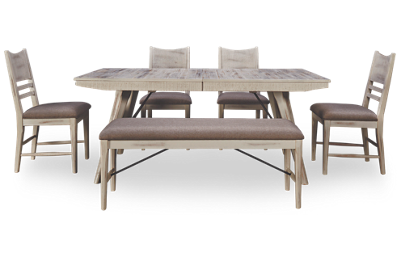 Modern Rustic 6 Piece Dining Set with Leaf