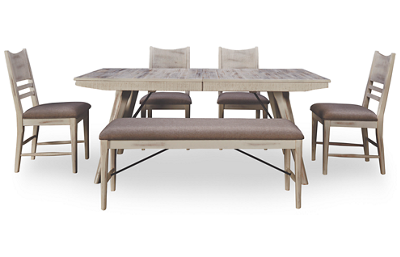 Modern Rustic 6 Piece Dining Set with Leaf
