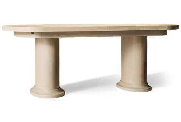 Trisha Yearwood Harmony Rectangular Dining Table - Elegant Double Pedestal Design - Solid Asian Hardwood - Two 14" Extension Leaves
