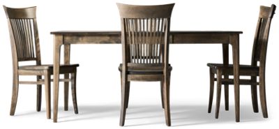 Shadow 5 Piece Dining Set - Rectangular Table - 16" Leaf Extension - 4 Tall Curved Back Chairs - Solid Birch Construction