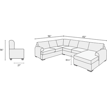 Hogan 3 Piece Leather Sectional 