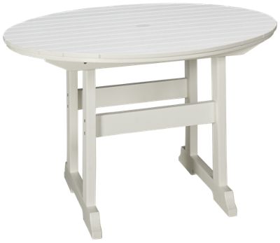 Salem 48" Round Table - High-Density Polyethylene - Weather Resistant - Umbrella Hole - Transitional Style