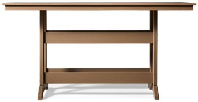 Seacliff Beach Counter Height Dining Table - Rectangular Slatted Top - Trestle Base Design - Center Hole For Umbrella - High-Density Polyethylene