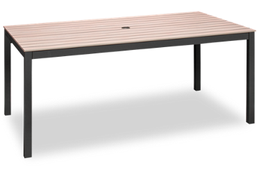 Sydney 72" Rectangular Dining Table - Weather-Resistant Durabond Top - Sturdy Square Aluminum Legs - Center Umbrella Opening