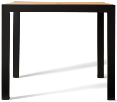 Panama Square Dining Table  - Convenient Umbrella Hole - Slatted Faux Wood Aluminum Top - Weather Resistant
