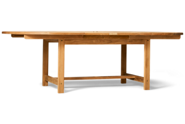 Kalimantan Oval Table With Leaf - Expandable Design - Center Umbrella Hole - Durable Solid Teak - Stylish And Spacious