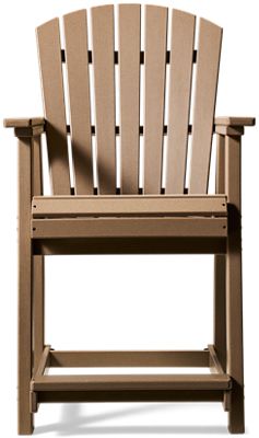 Seacliff Beach Counter Stool - Traditional Adirondack-Style Arched Slatted Back - Weather Resistant High-Density Polyethylene