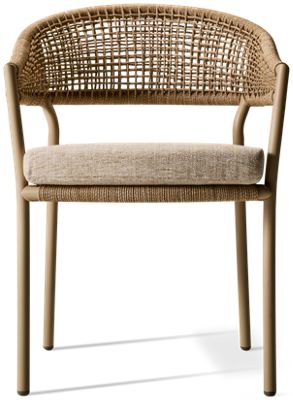 Orchard Beach Arm Chair - Woven Polyester Rope - Powder-Coated Aluminum Frame - High-Performance Nuvella Cushion