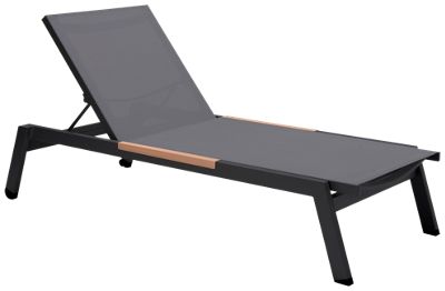 Panama Chaise Lounge - Durable Aluminum - Weathernet Metallic Grey Back & Seat - Adjustable Backrest