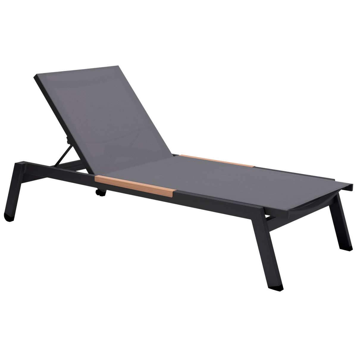 ScanCom Panama Chaise Lounge - Durable Aluminum - Weathernet Metallic Grey Back & Seat - Adjustable Backrest