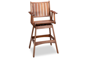 Integra Swivel Bar Stool - Crafted From Ipe Timber - Weather Resistant - Rich Chocolate Brown - Ergonomically-Contoured Seat