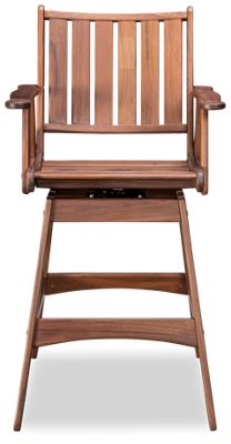 Integra Swivel Bar Stool - Crafted From Ipe Timber - Weather Resistant - Rich Chocolate Brown - Ergonomically-Contoured Seat