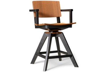 Sym 40" Balcony Swivel Arm Chair - Contemporary Two-Tone Design - Sturdy Armrests - Weather-Resistant Envirowood - Solid Steel Hardware