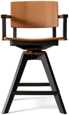 Sym 40" Balcony Swivel Arm Chair - Contemporary Two-Tone Design - Sturdy Armrests - Weather-Resistant Envirowood - Solid Steel Hardware