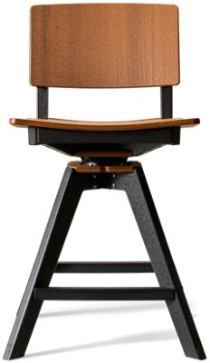 Sym 40" Balcony Swivel Bar Stool - Contemporary Two-Tone Design - Weather-Resistant Envirowood - Solid Steel Hardware