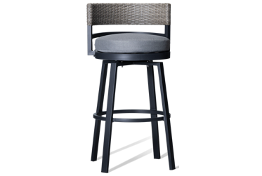 Encinitas Swivel Bar Stool - Durable Aluminum Frame - Curved Wicker Back - 360-Degree Swivel Seat