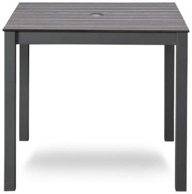 Chalfonte 33" Square Dining Table - Square Slatted Durabond Top - Center Umbrella Opening - Weather Resistant Aluminum Base