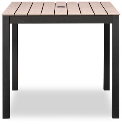 Sydney 33" Square Dining Table - Weather-Resistant Slatted Top - Sturdy Aluminum Legs - Center Umbrella Opening - Durabond Construction