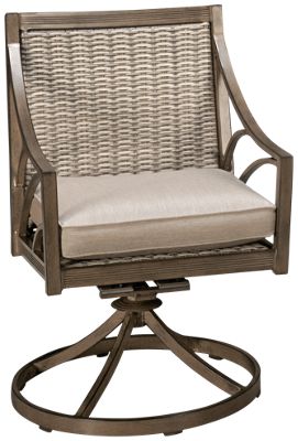 Potomac Swivel Rocker - Powder-Coated Aluminum - All-Weather Wicker - Neutral-Hued Cushion - Round Swivel Base