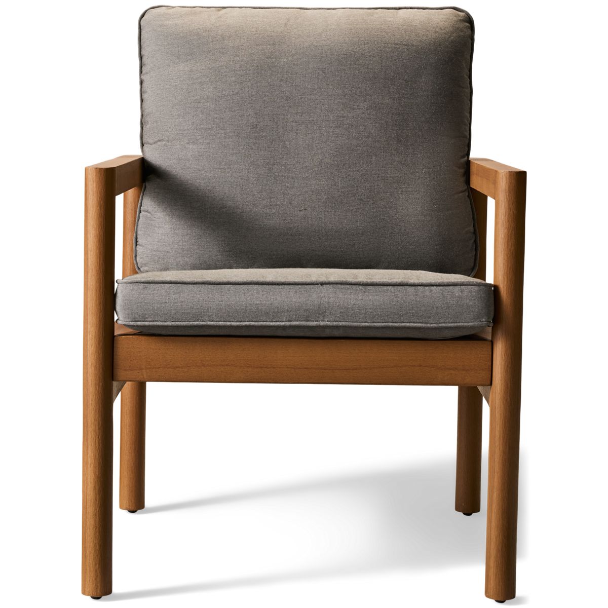 Agio International Cove Dining Chair - Authentic Teak Wood Look - Water-Resistant Resysta Frame - Cozy Cushions - Slatted Black Aluminum Back