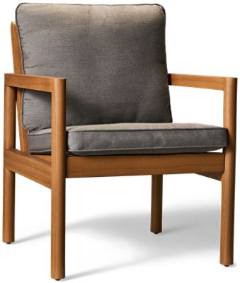 Cove Dining Chair - Authentic Teak Wood Look - Water-Resistant Resysta Frame - Cozy Cushions - Slatted Black Aluminum Back