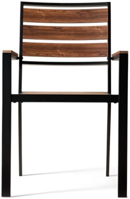 Transformer Stackable Chair - All-Weather Resilience - Wood-Look Slatted Design - Ergonomic Track Armrests - Stackable for Easy Storage