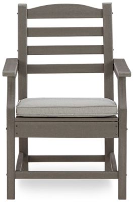 Visola Arm Chair - Contemporary Grey Design - Classic Ladder Back - Sturdy High-Density Polyethylene - Solution-Dyed Nuvella® Fabric Cushion